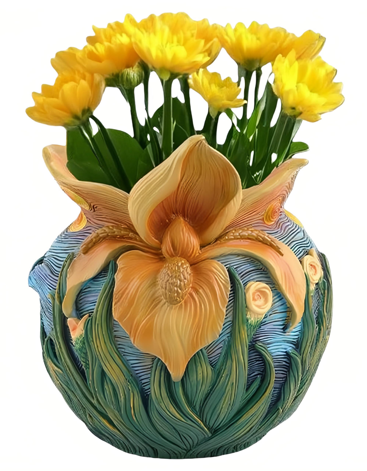 Yhupl Starry Night planter front view elevates living room decor with bold artistry