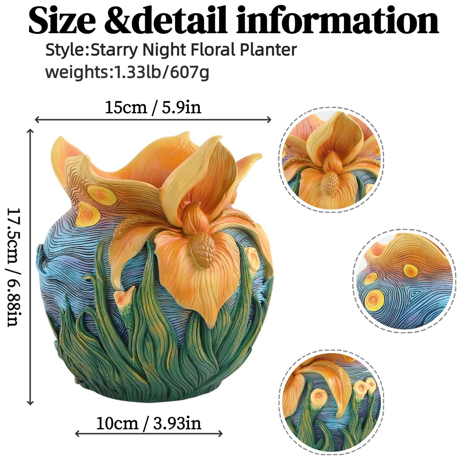 Yhupl Starry Night vase petal rim detail highlights tactile texture and modern style
