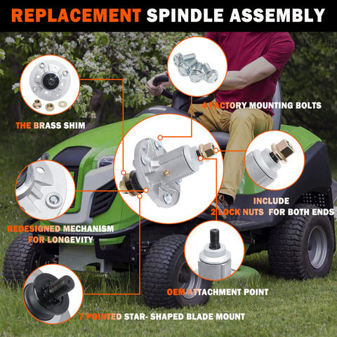 YiaChuii spindle kit packaging image; includes all parts for quick, reliable mower deck repair.