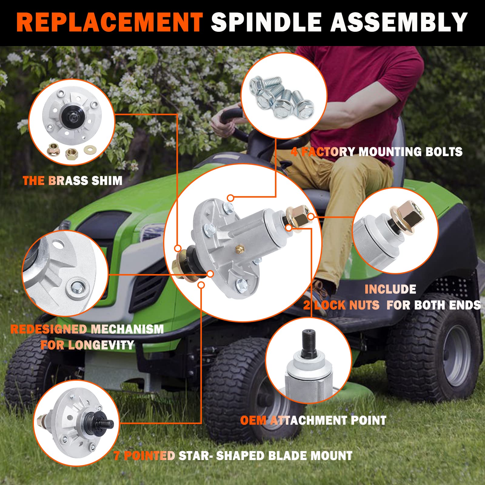YiaChuii spindle kit for 48-inch deck keeps blades spinning smoothly