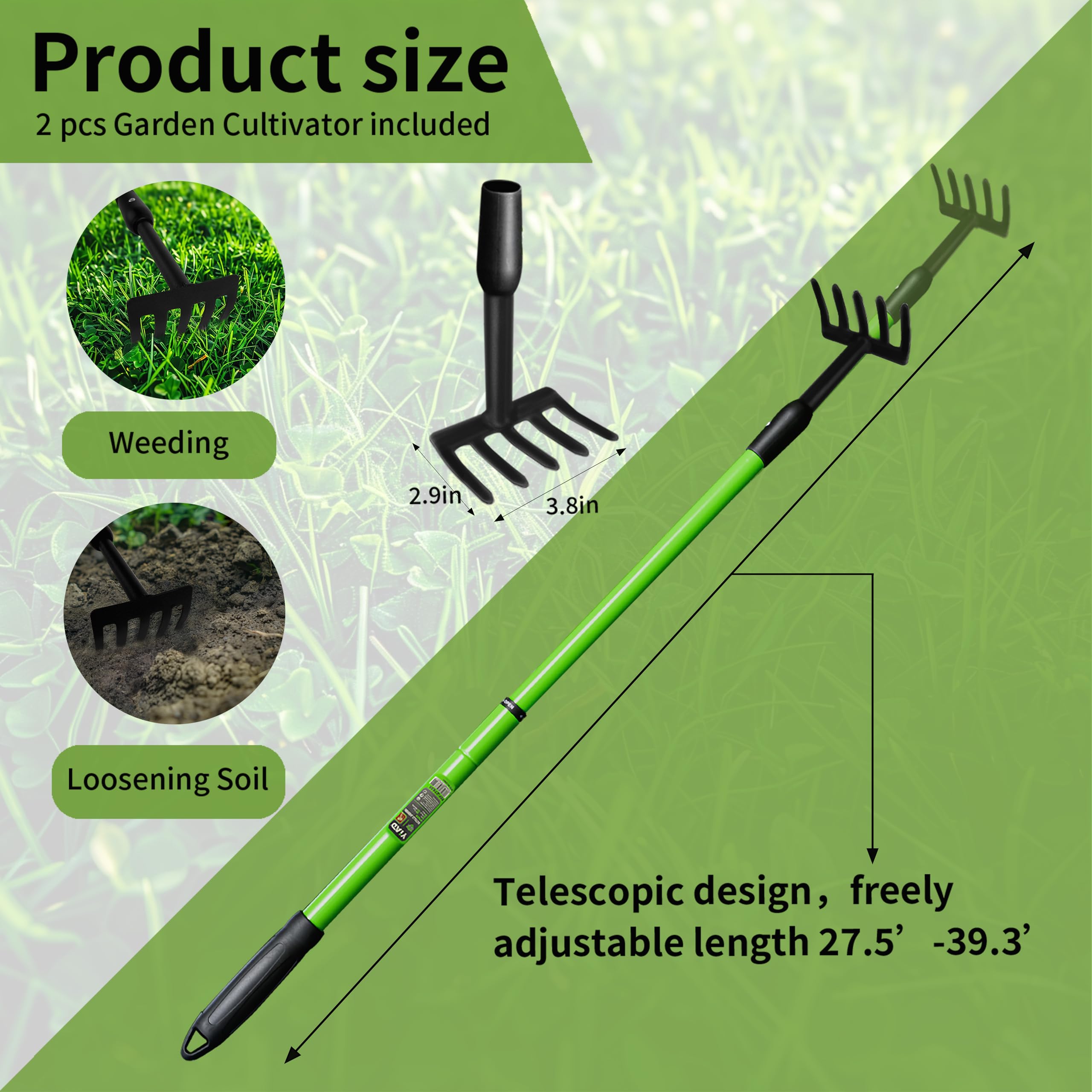YIAD Dragon Horse rake with non-slip ergonomic grip for easy gardening sessions.