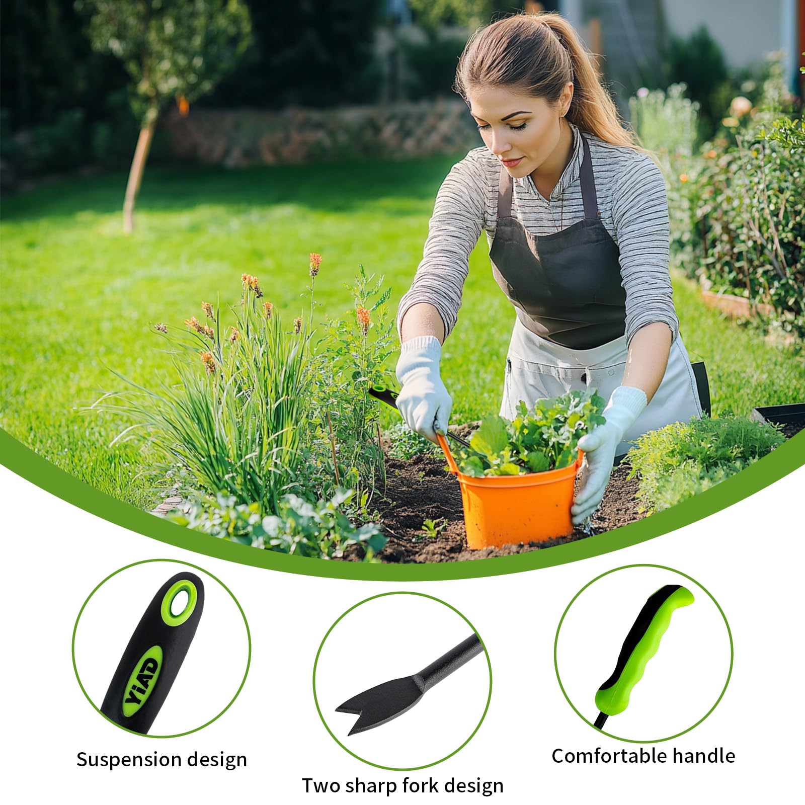 YIAD Dragon Horse hand weeder with dual-tip design for versatile weed removal.