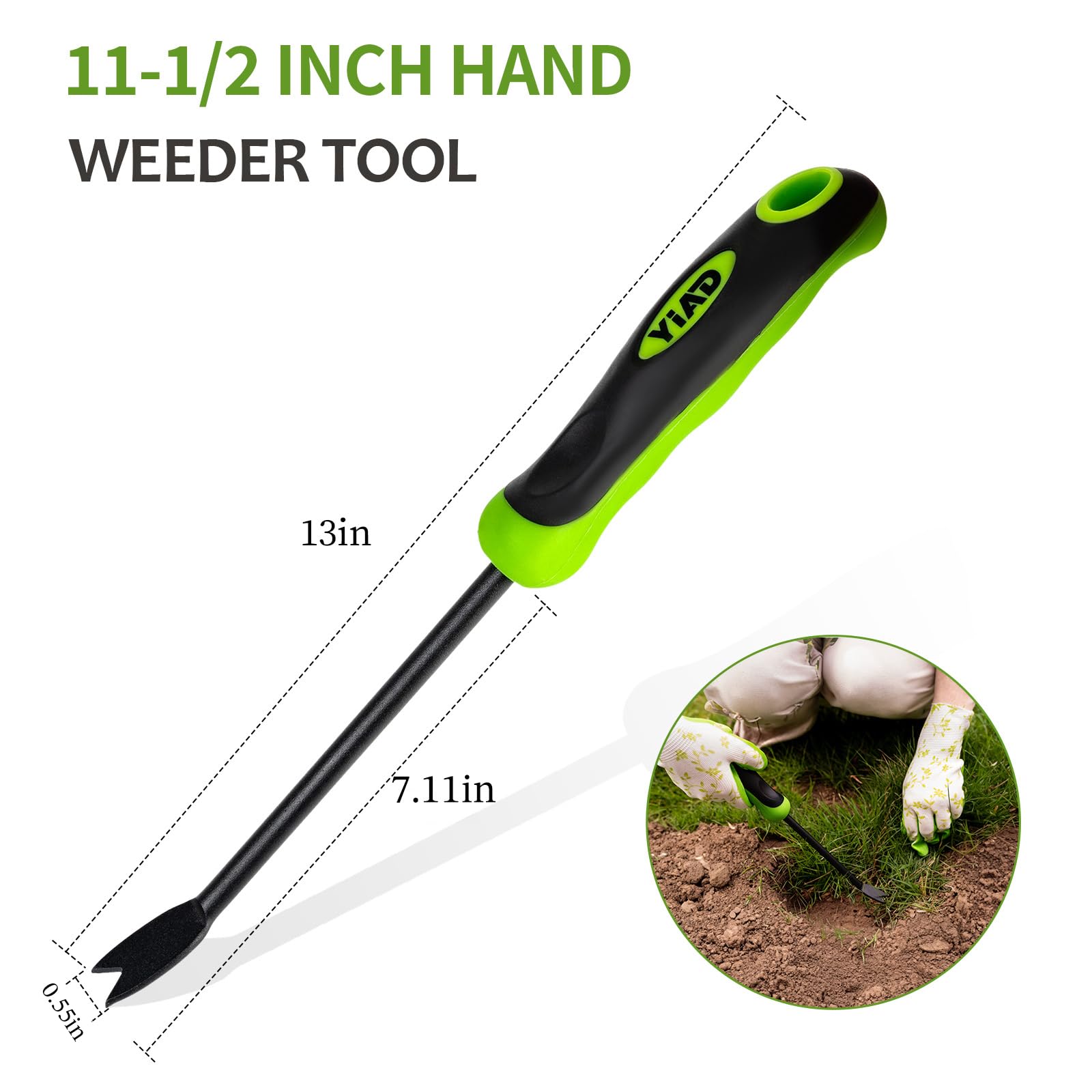 YIAD Dragon Horse hand weeder features ergonomic soft-touch grip for comfortable use.