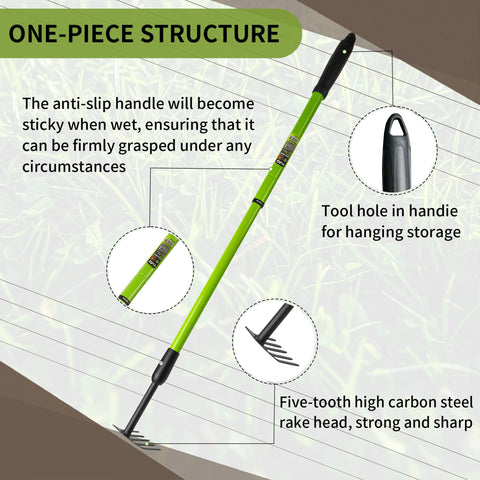 YIAD Dragon Horse small rake close-up of sturdy tines for precise weeding.