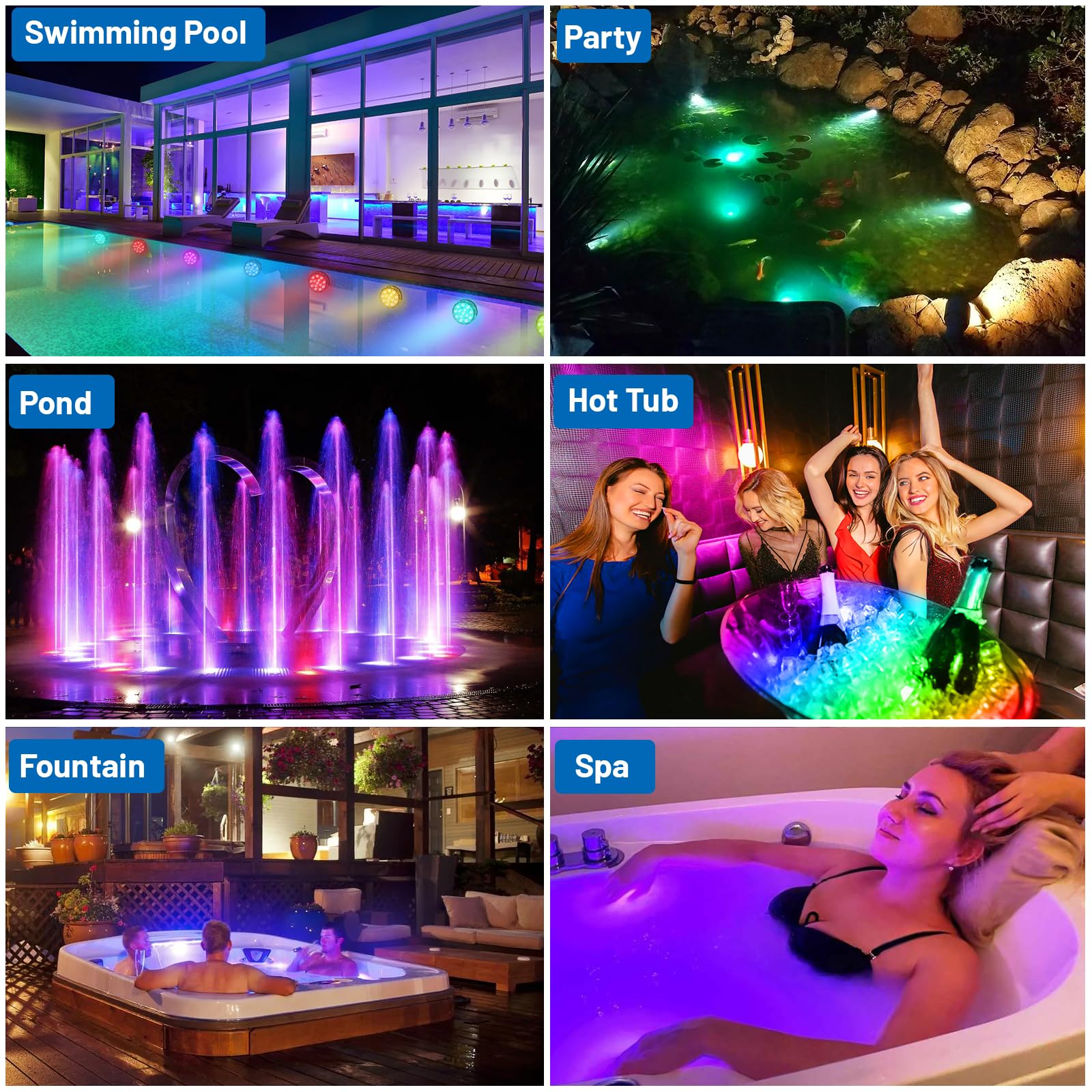 YiaMia submersible LED light waterproof for pools and ponds