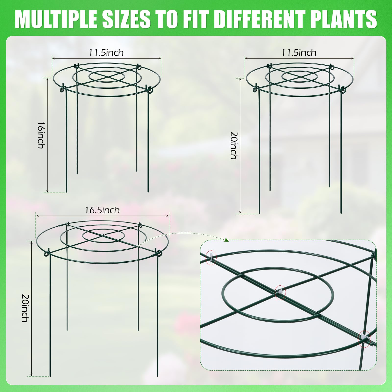 YIBOBO full-circle cage surrounds plant for balanced growth.