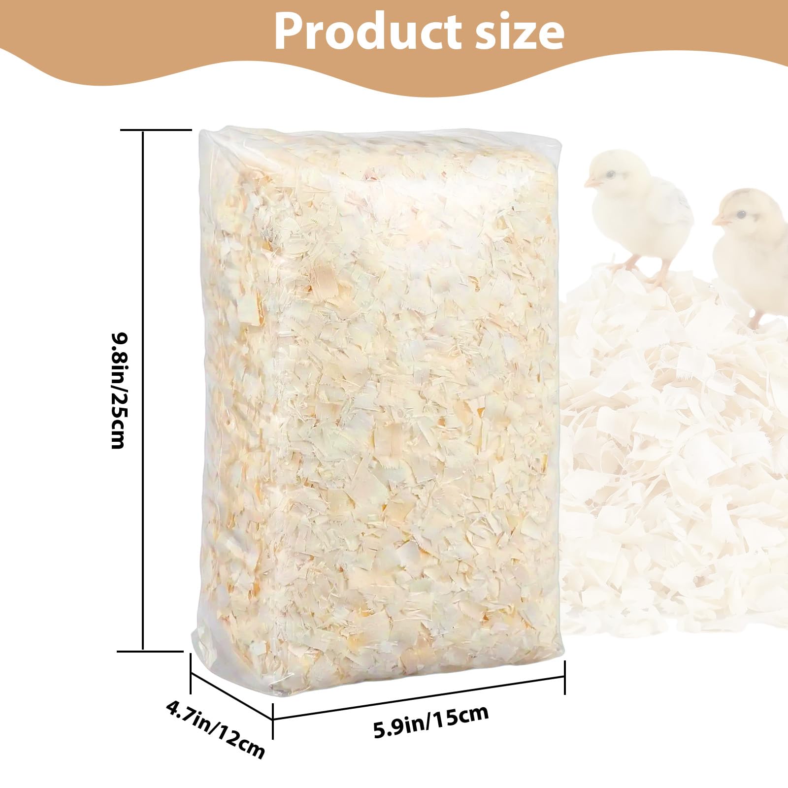 YIBOBO absorbent bedding flakes keep the brooder dry and hygienic for growing chicks.