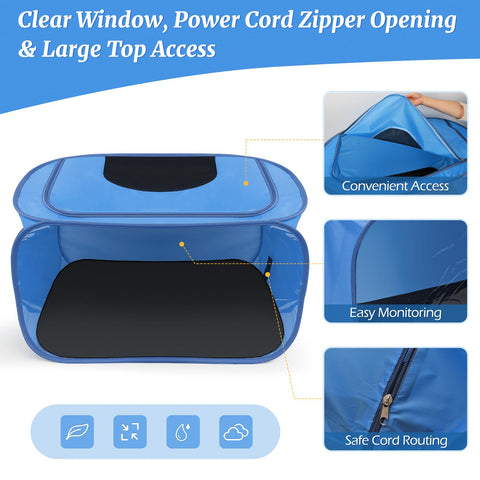 YIBOBO brooder box showing clear window for easy chick monitoring