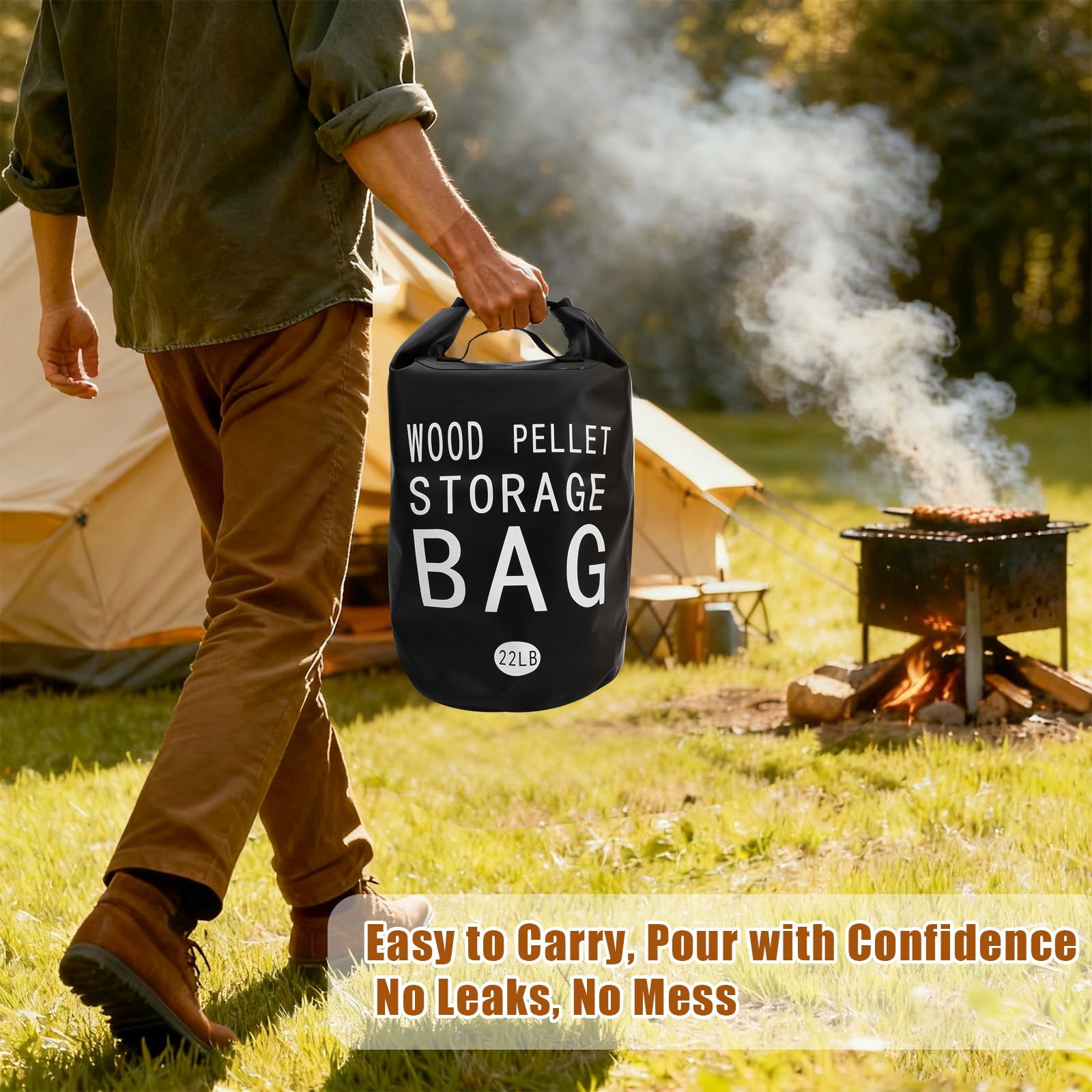 YIBOBO bag with front and bottom handles for easy pouring and carrying.