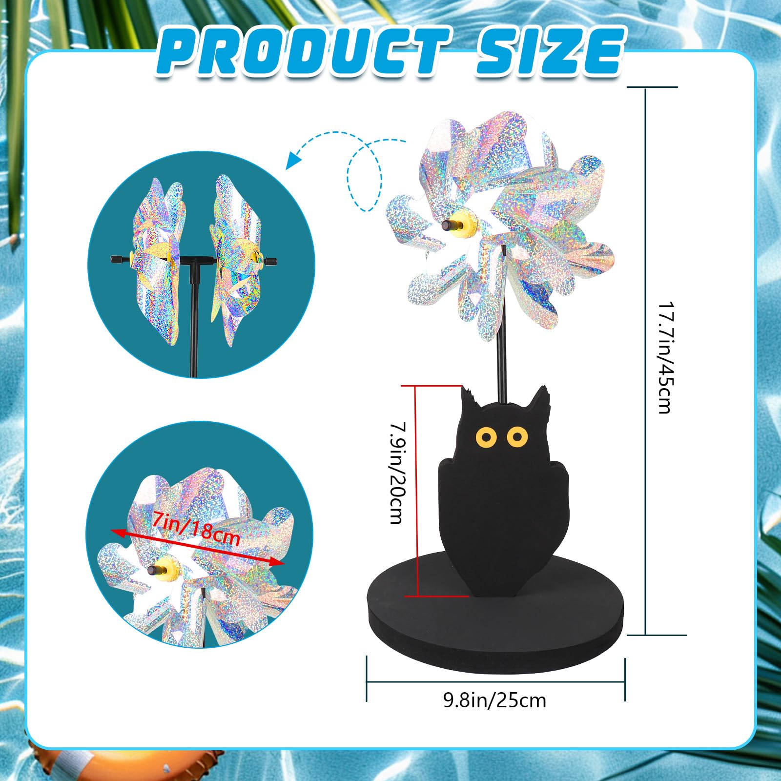YIBOBO owl-base floats on water for visual bird deterrence