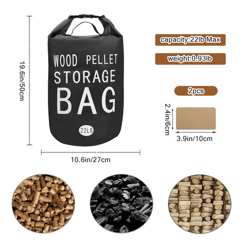 YIBOBO waterproof wood pellet bag protecting fuel from rain and humidity outdoors.