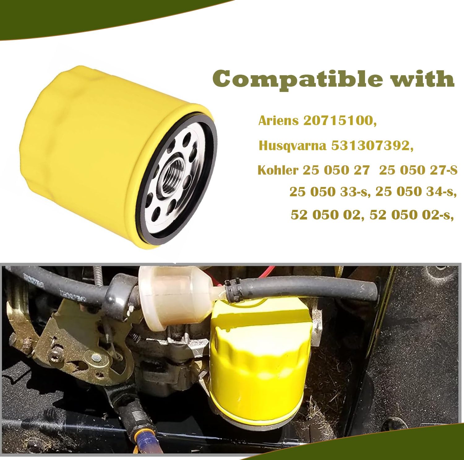 YIBOCO oil filter compatibility with Cub Cadet, Husqvarna, Craftsman