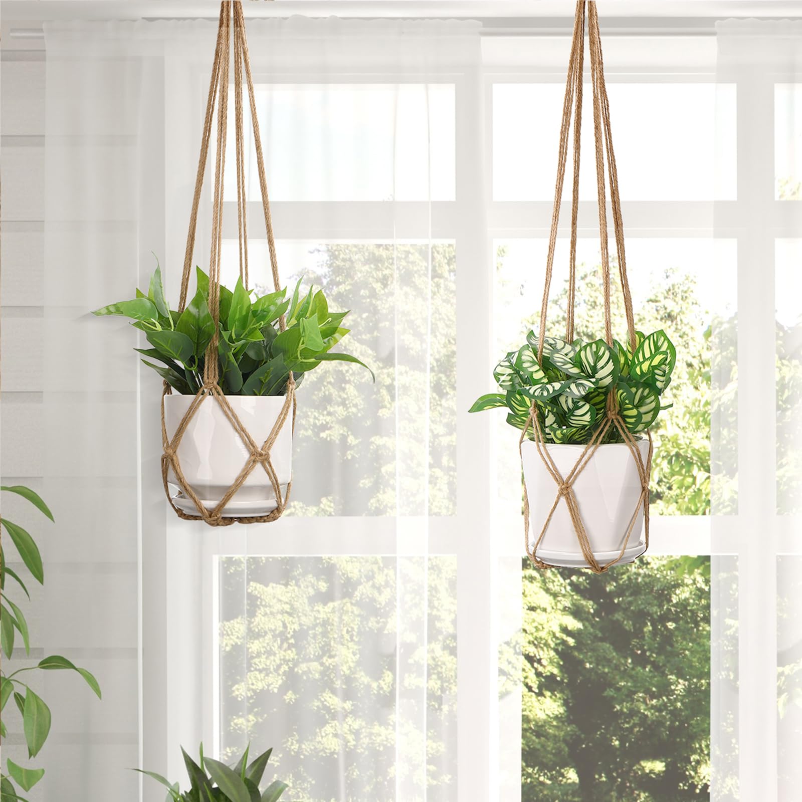 YIBOT 2-pack plant hangers ideal for balconies and patios.