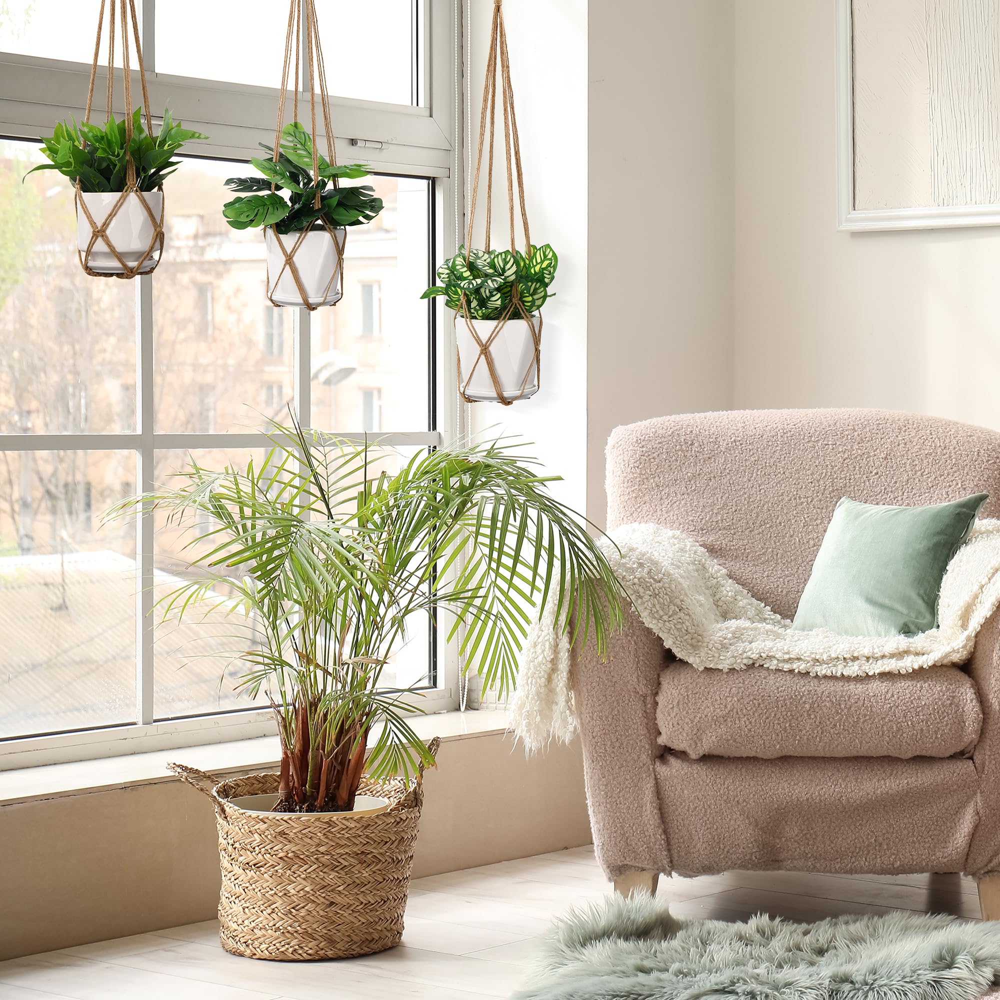 YIBOT indoor outdoor planter holder enhances decor with handcrafted texture.
