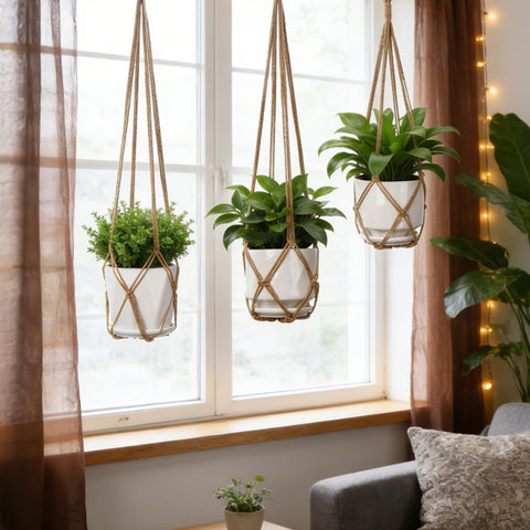 YIBOT Macrame Hanger enhances boho decor with natural fibers