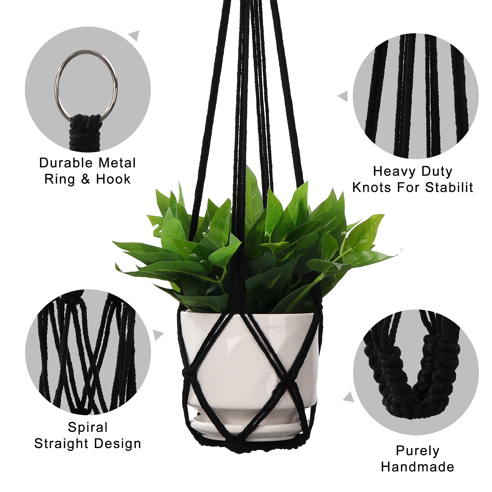YIBOT macrame plant hanger 29-inch length for space-saving display.