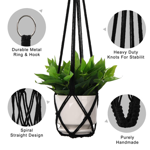 YIBOT macrame plant hanger 29-inch length for space-saving display.