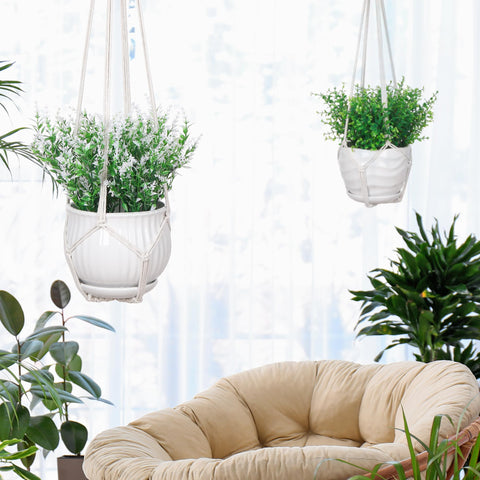 YIBOT macrame plant hanger 35-inch length fits various pots.