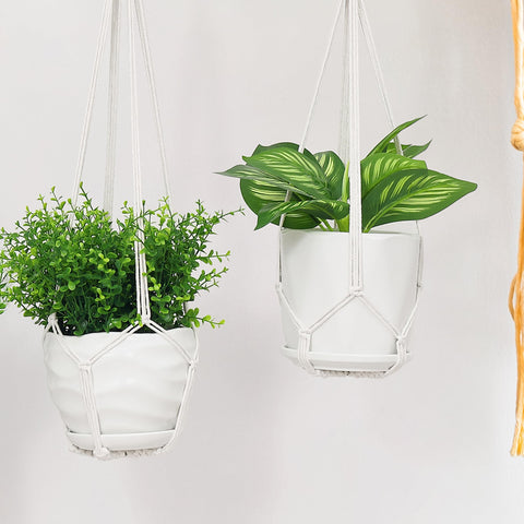YIBOT macrame plant hanger boho decor ideal for home or balcony.