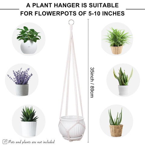 YIBOT macrame plant hanger indoor-outdoor use showcased on balcony.