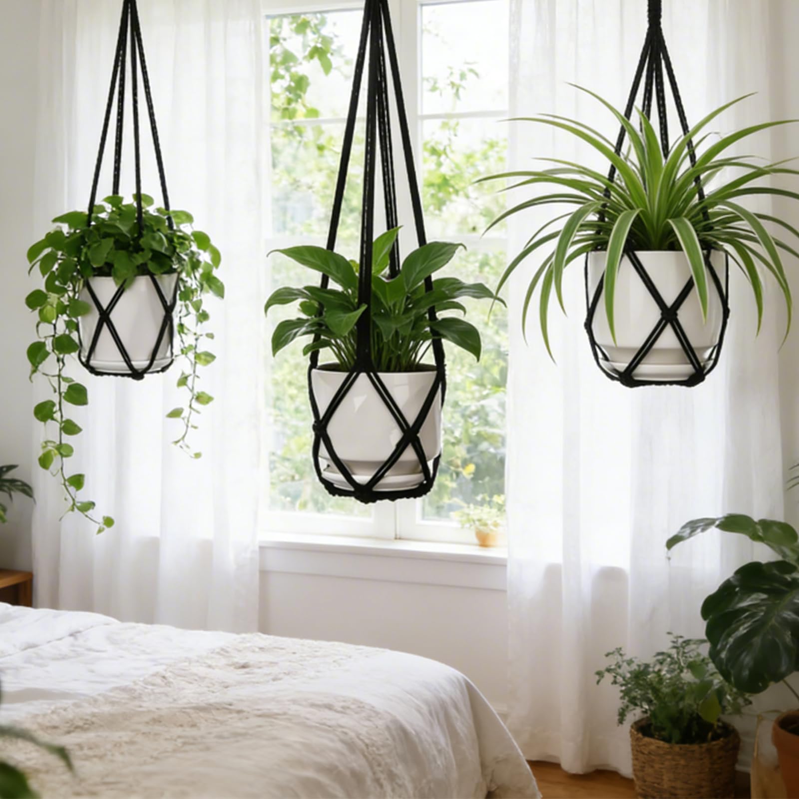 YIBOT macrame plant hanger indoors decor for living room.