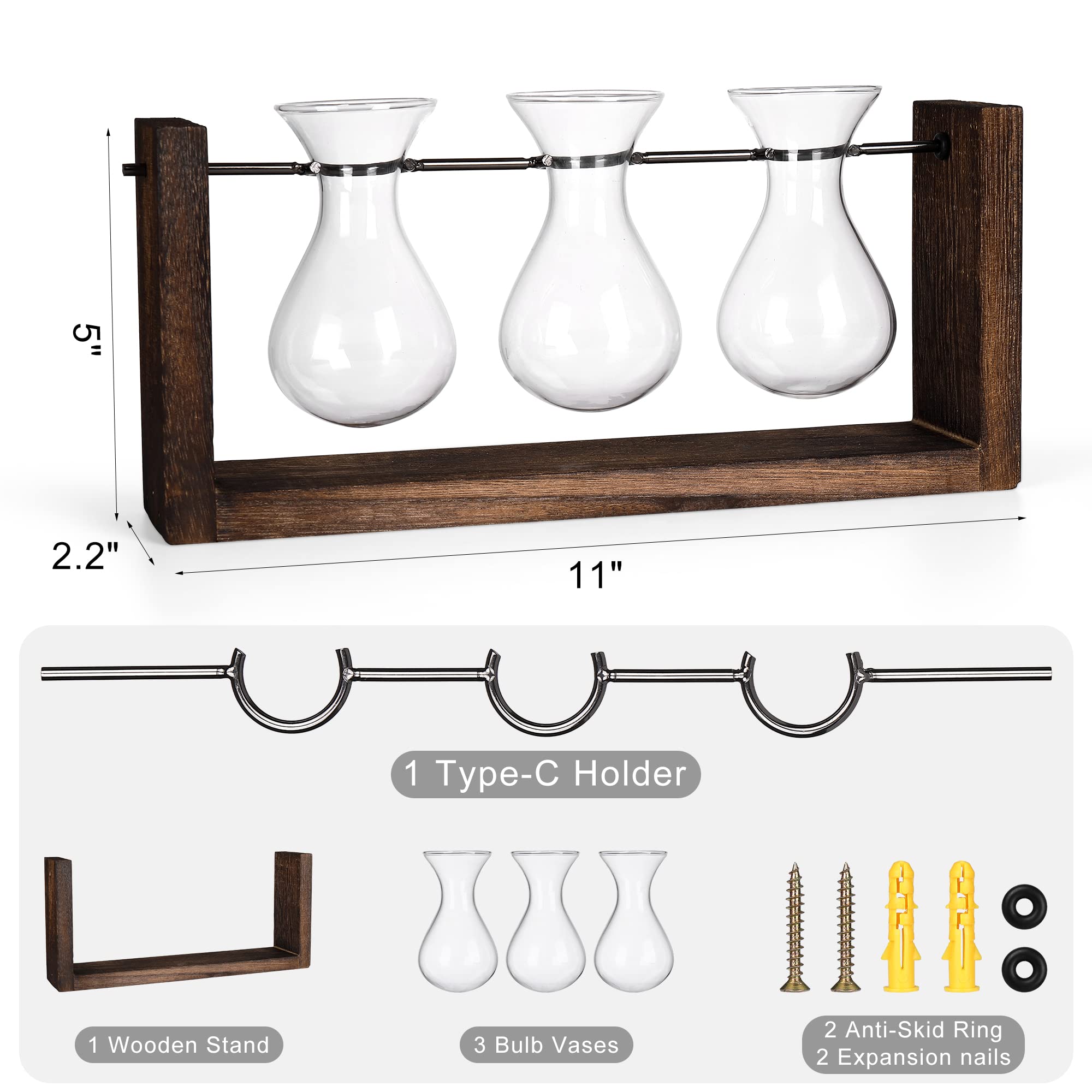 YIBOT wall planter frame with wooden stand suits bathrooms and living rooms