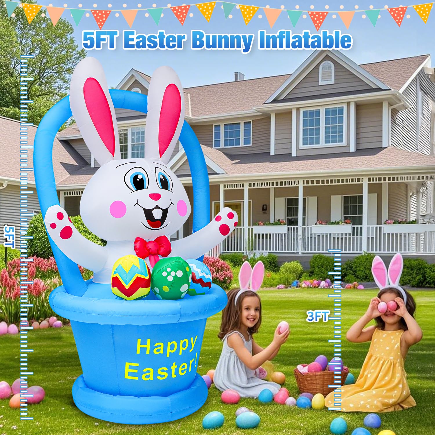 Yichuke Easter inflatable with built-in blower inflates quickly for fuss-free setup