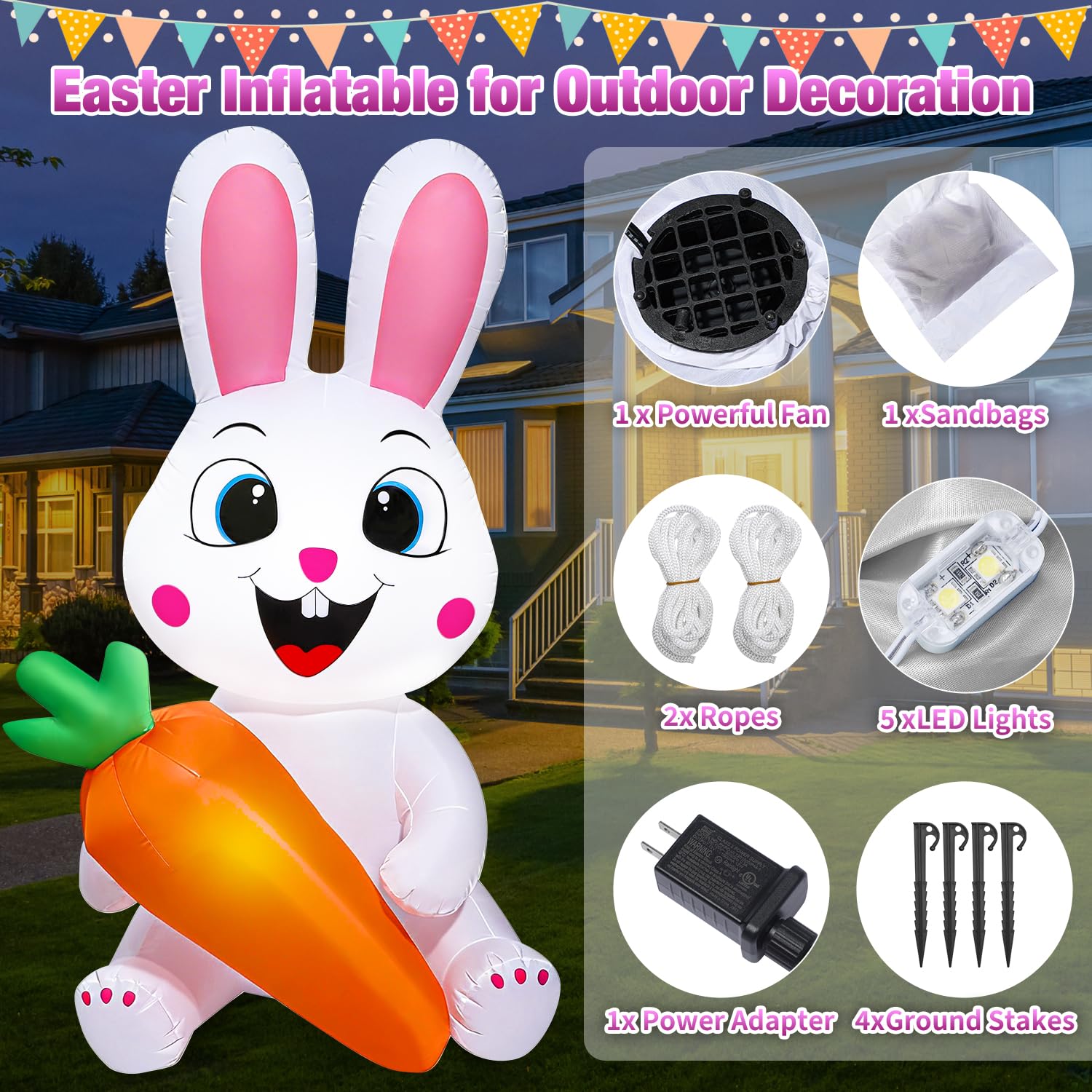 Yichuke easy installation inflatable with stakes and ropes for stability