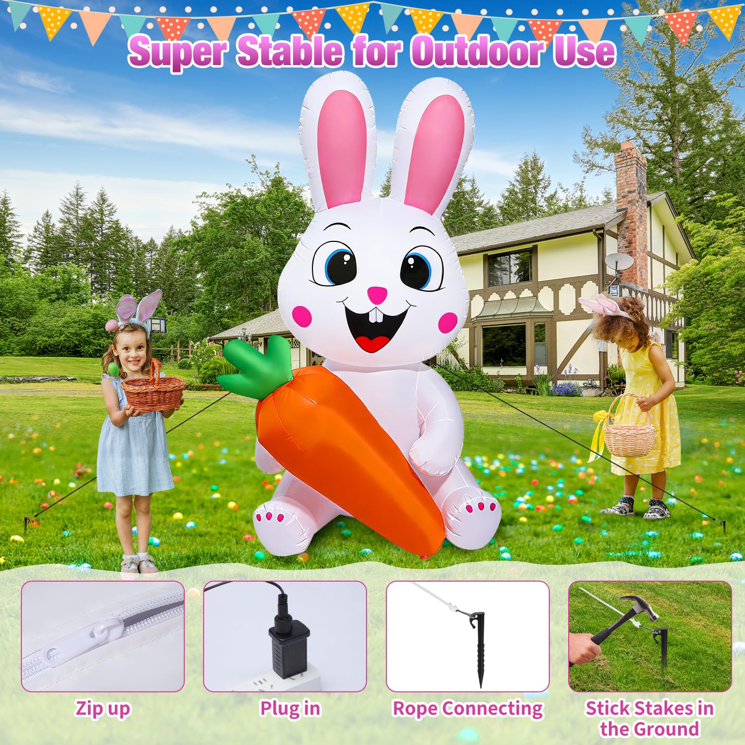 Yichuke front yard garden Easter display enhances curb appeal