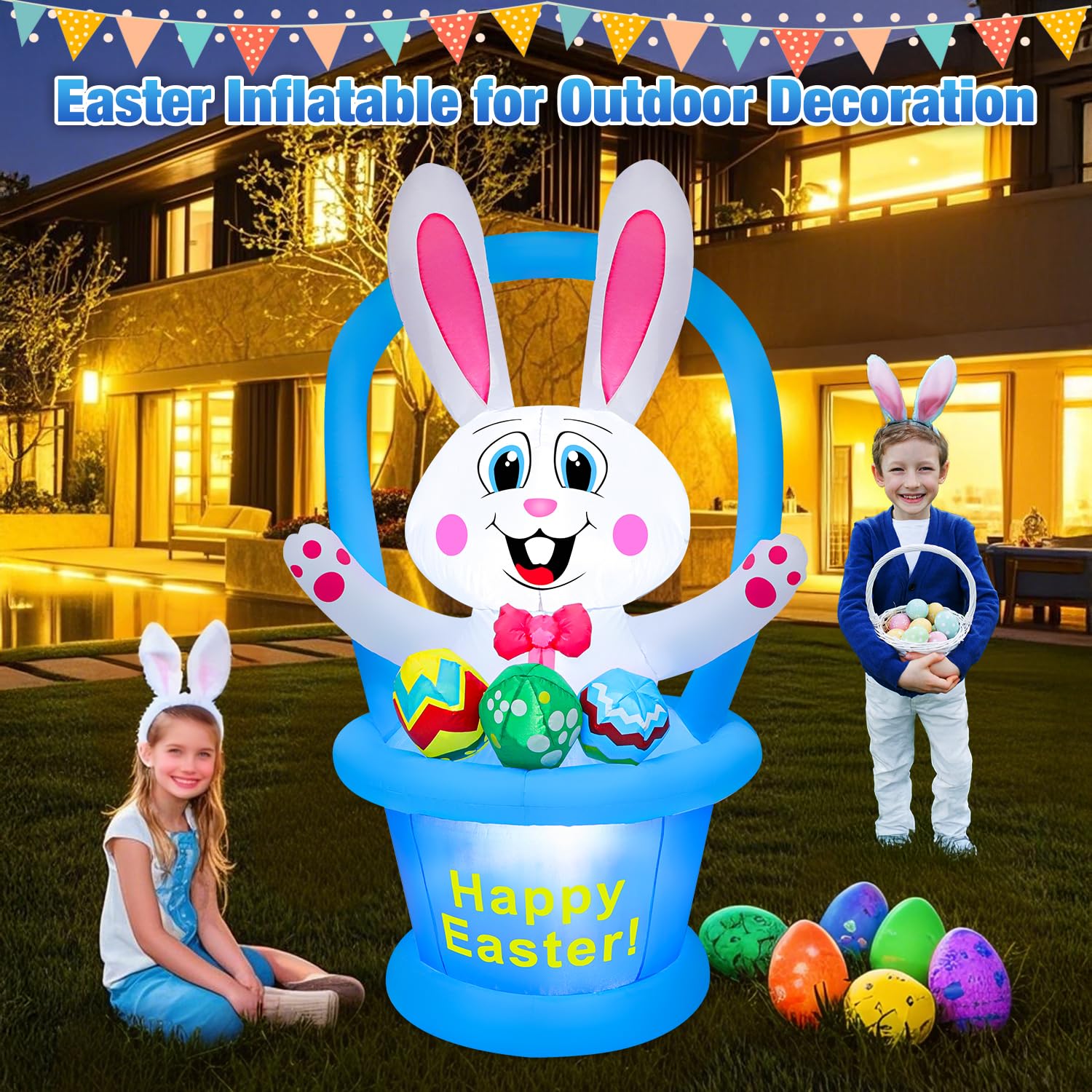 Yichuke LED-lit bunny lights up yards at night enhancing curb appeal