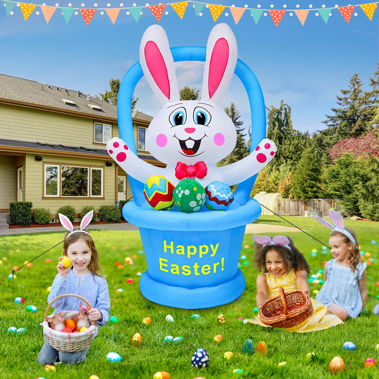Yichuke nighttime Easter garden display adds color and charm to lawn celebrations