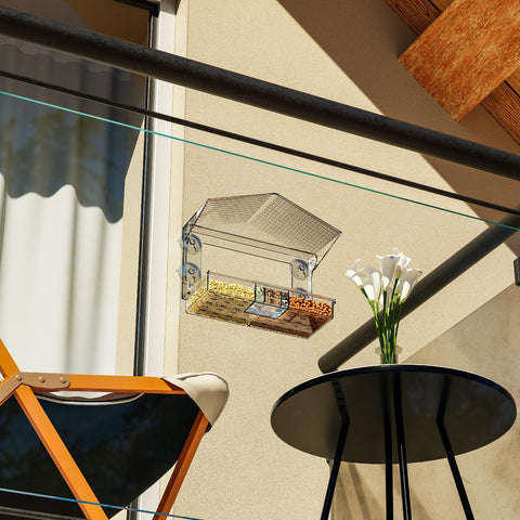 Yieach window feeder ideal for outdoor balcony viewing of birds from indoors.