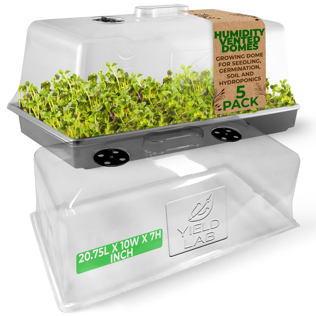 Yield Lab 7-inch propagation dome with clear view for seedling germination.