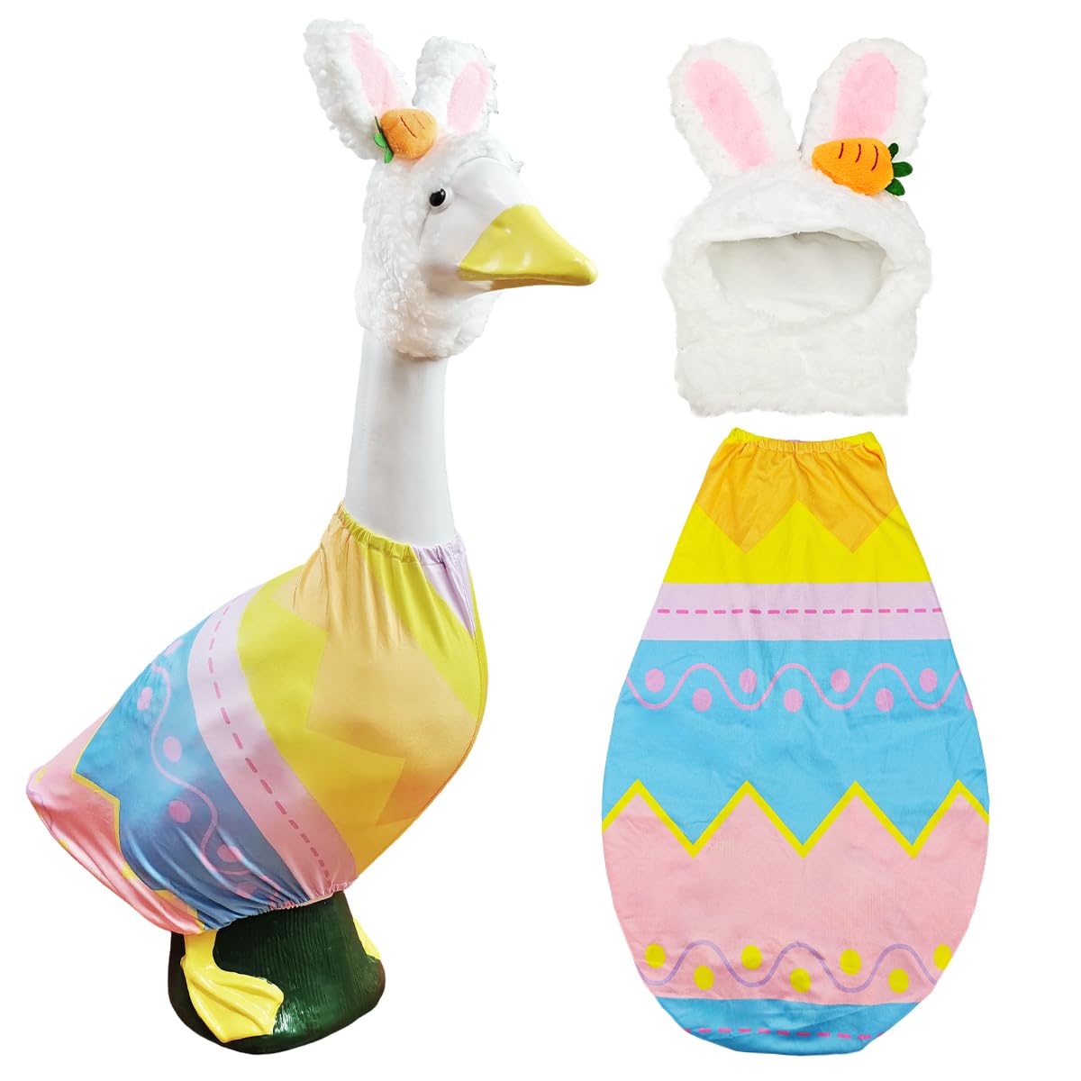 Yigney Easter Goose Outfit with bunny hat enhances porch charm and seasonal appeal.