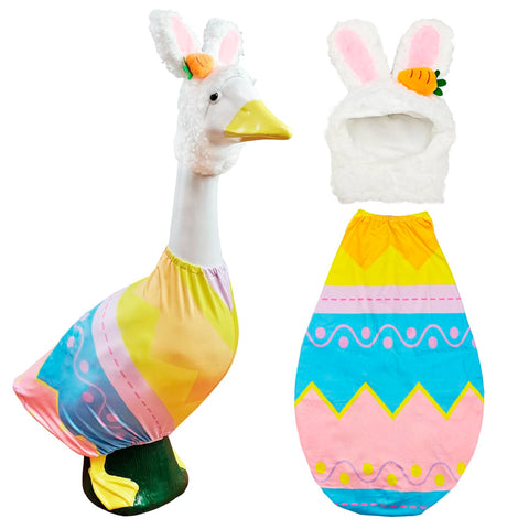 Yigney Easter Goose Outfit with bunny hat enhances porch charm and seasonal appeal.