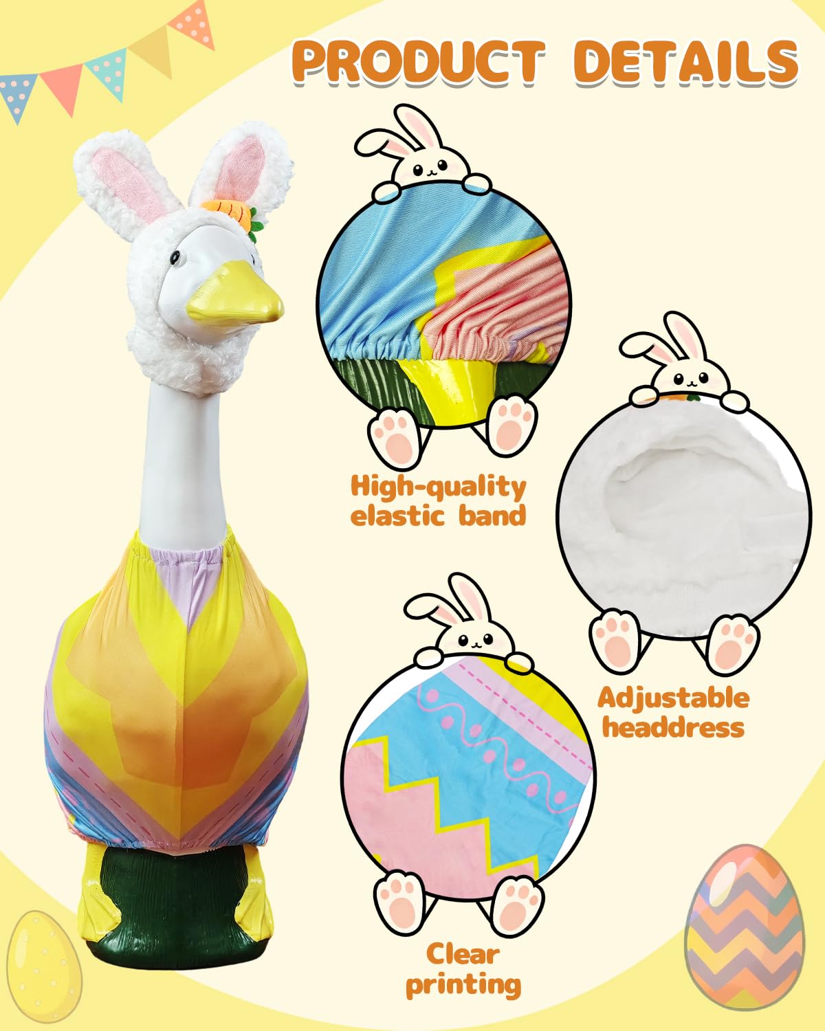 Yigney Easter Goose Outfit radish-hat detail adds playful character to outdoors.