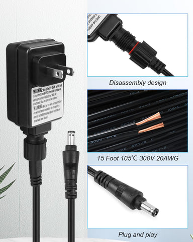 YIGUCS 15ft cord for power adapter enables flexible placement.