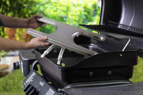 YIHAM H-Type dual-control burner side view, highlighting robust aluminized bottom for heat resilience.