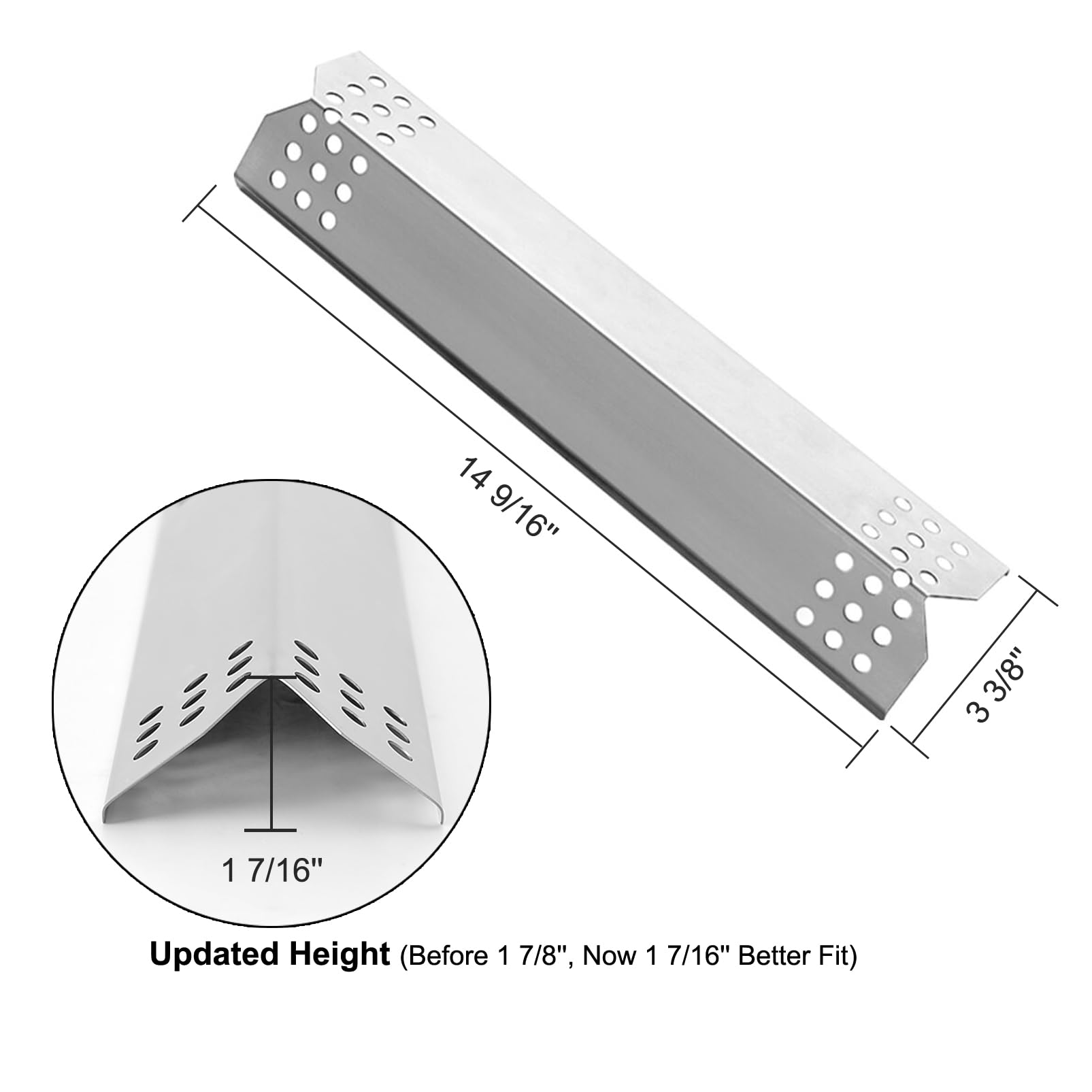 YIHAM stainless steel heat shield close-up showing durable construction for grill maintenance.