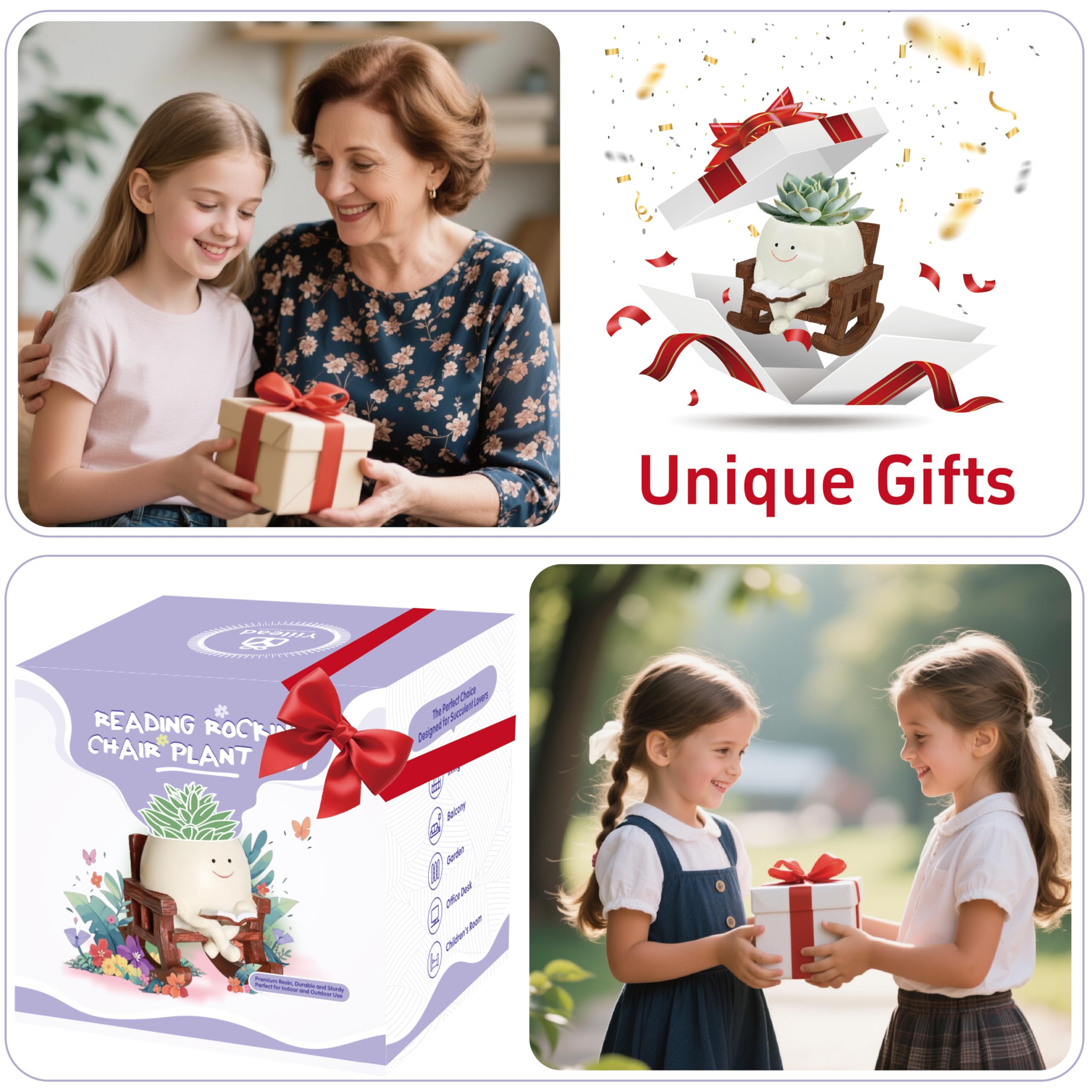 yiilead Gift-ready planter offers a cheerful home accessory for special occasions.