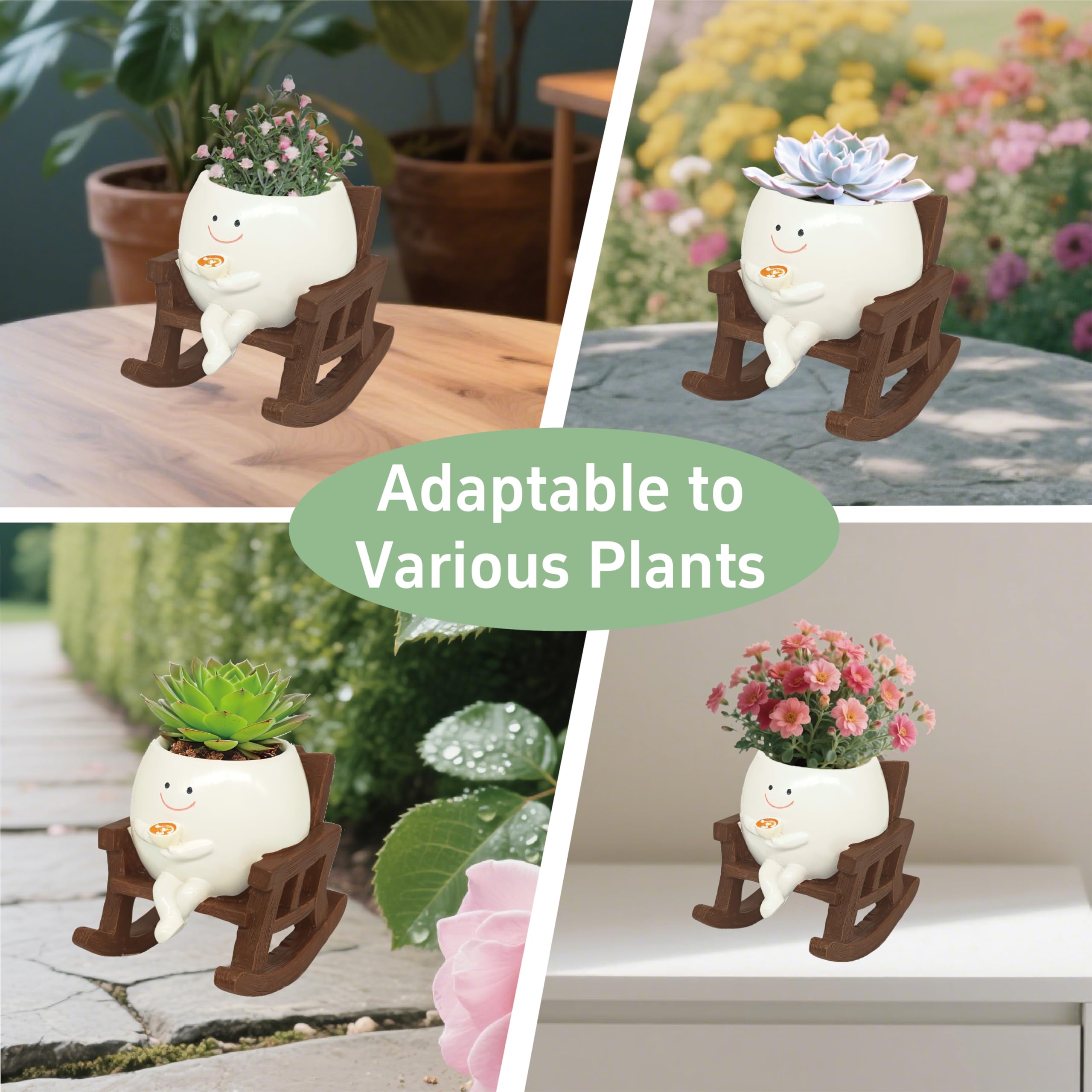 Yiilead patio decor planter with a smiling face for outdoor spaces.