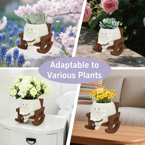yiilead Resin planter sways gently, adding whimsy to gardens or balconies.