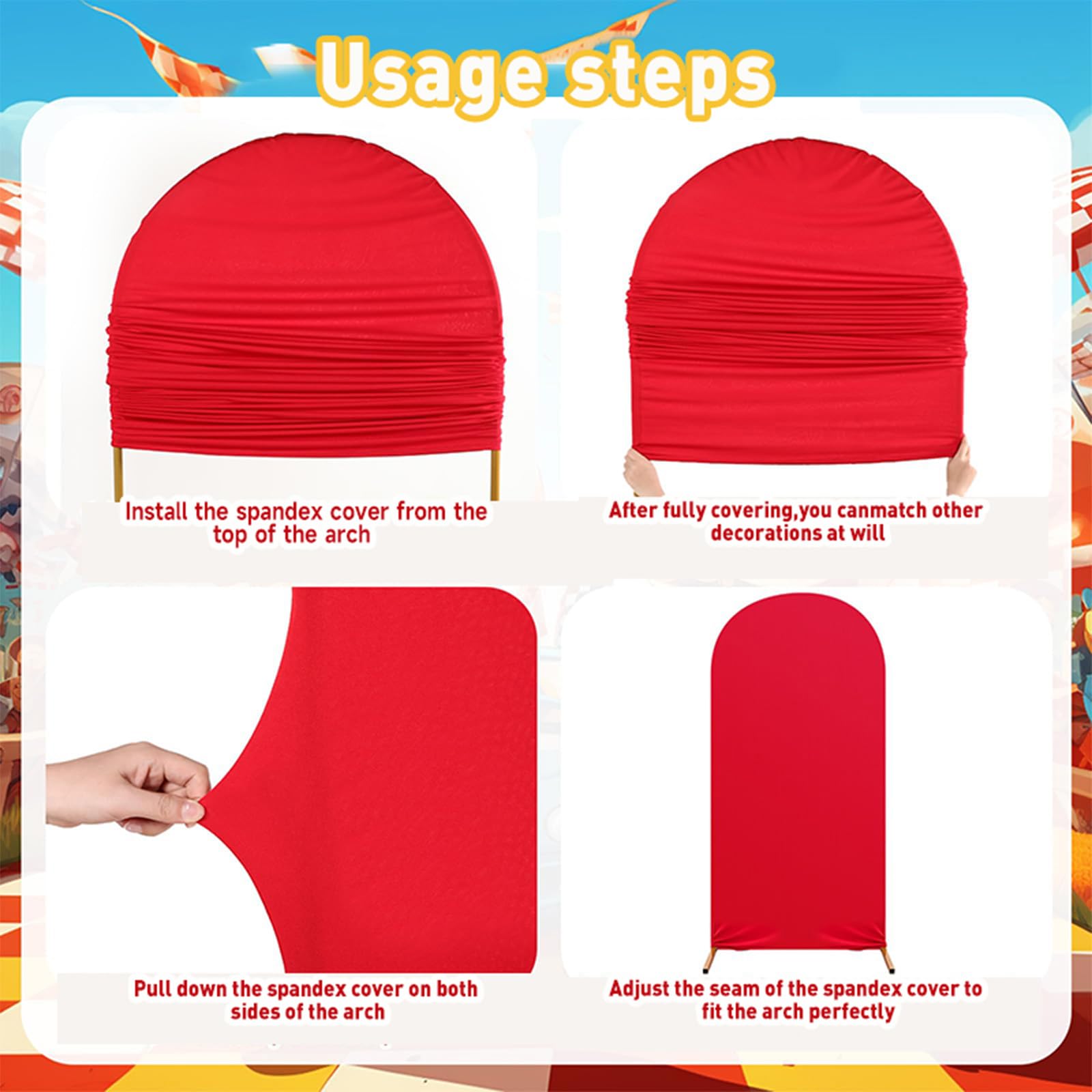 YIJXPOIN arch backdrop cover 6ft offers wrinkle-resistant fabric for easy storage and reuse.