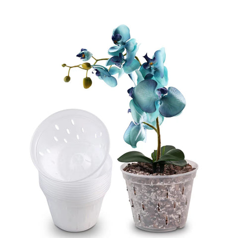 YIKUSH orchid pots 4.5-inch clear top diameter for easy root observation.