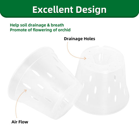 YIKUSH orchid pots with drainage holes at the bottom for good airflow.