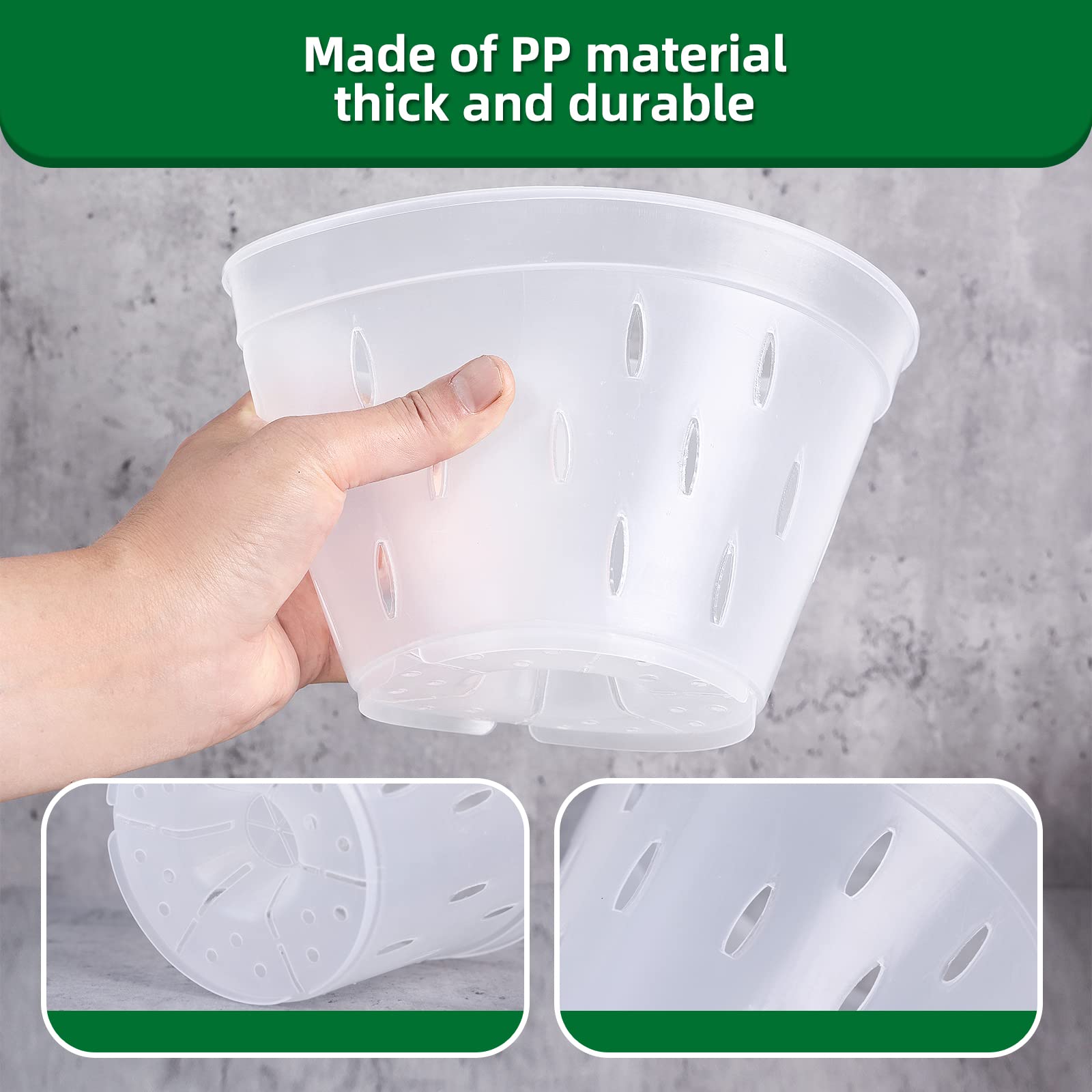 YIKUSH orchid pots with drainage holes promote healthy drainage and moisture control.