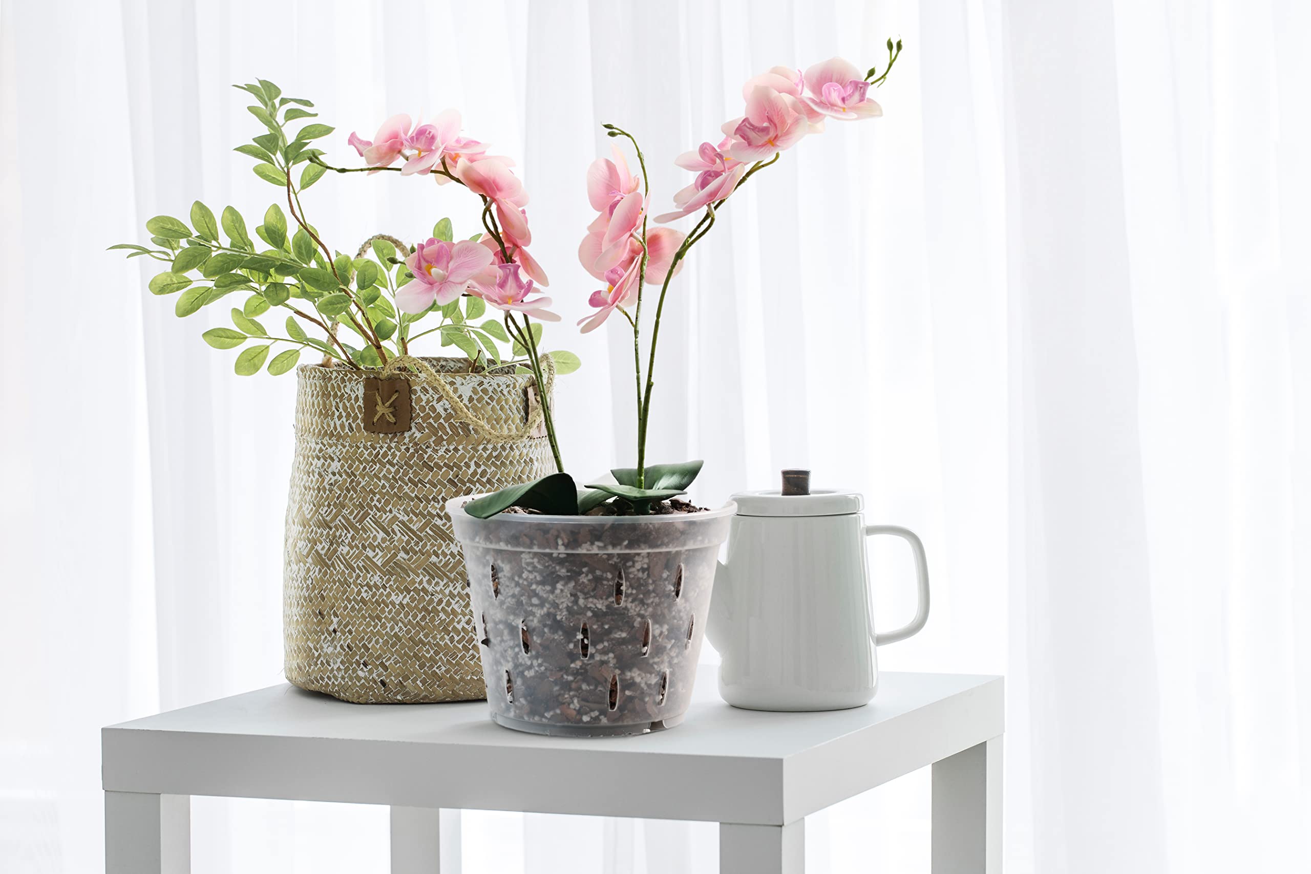 YIKUSH orchid pots feature a raised center base to aid drainage.