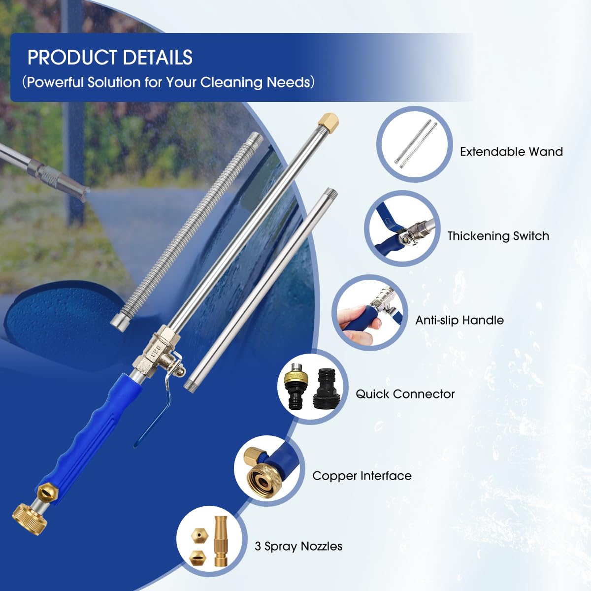 Yiliaw extendable length with multi-position setup for hard-to-reach areas.