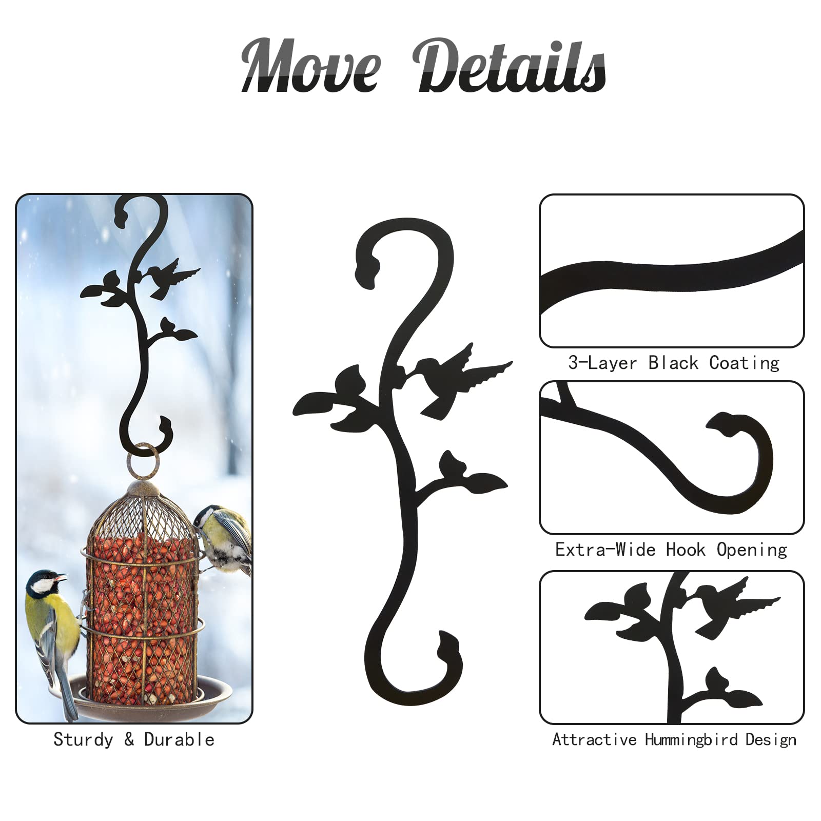 YILONGDA decorative extension hook for bird feeders and wind chimes, versatile outdoor decor.