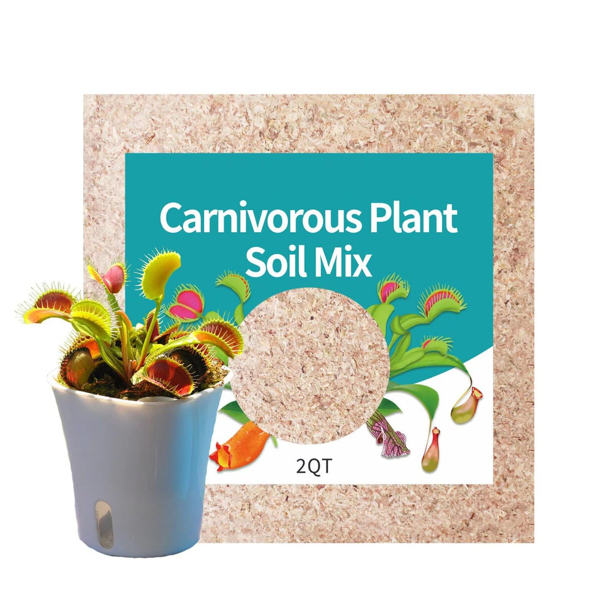 Yilotuce carnivorous plant soil mix 2qt pack enhances moisture retention for Venus Fly Traps